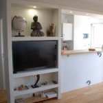 Optimisation espace cuisine-salon , création meuble bibliothèque